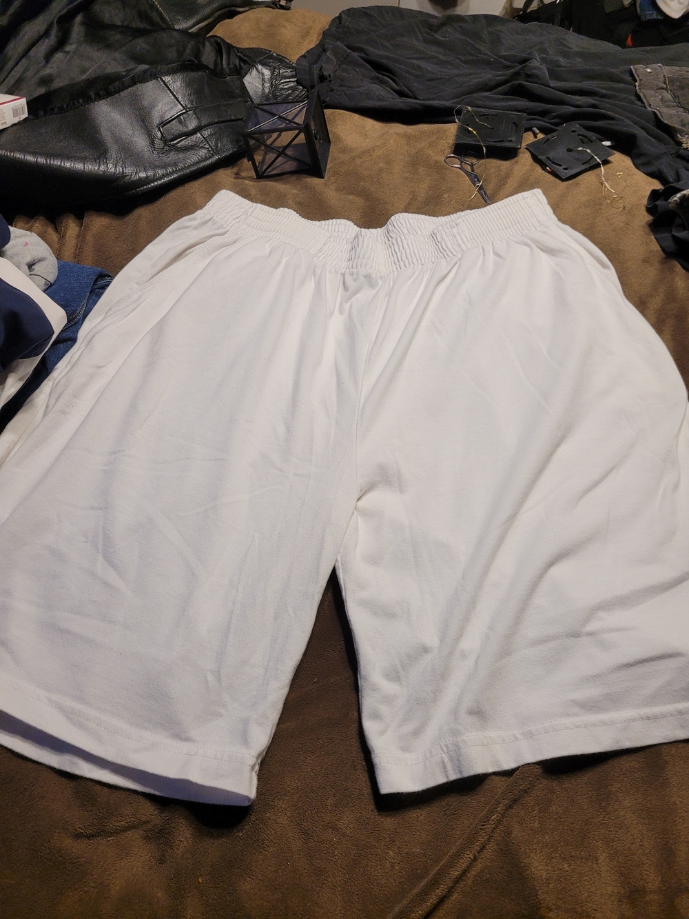 Woman Within White Elastic-Waist Jean-Style Shorts